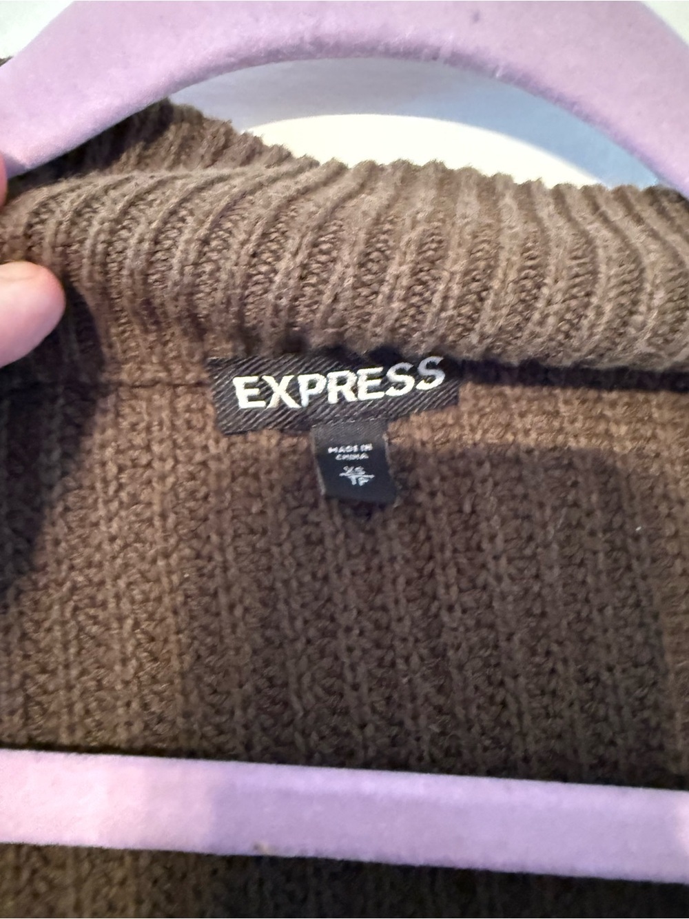 Express Open-Front Brown Ribbed Cardigan with Pockets - Picture 2 of 6